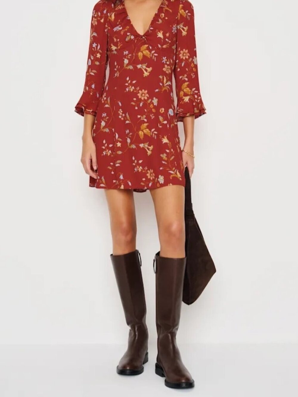 Reformation Nancy Knee High Riding Boot Espresso Brown Leather | 9 US, 39.5 EU
